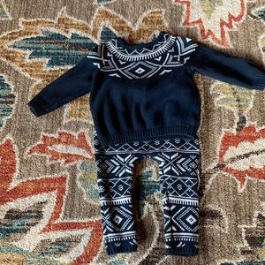 Fairisle print Knit pants and sweater set